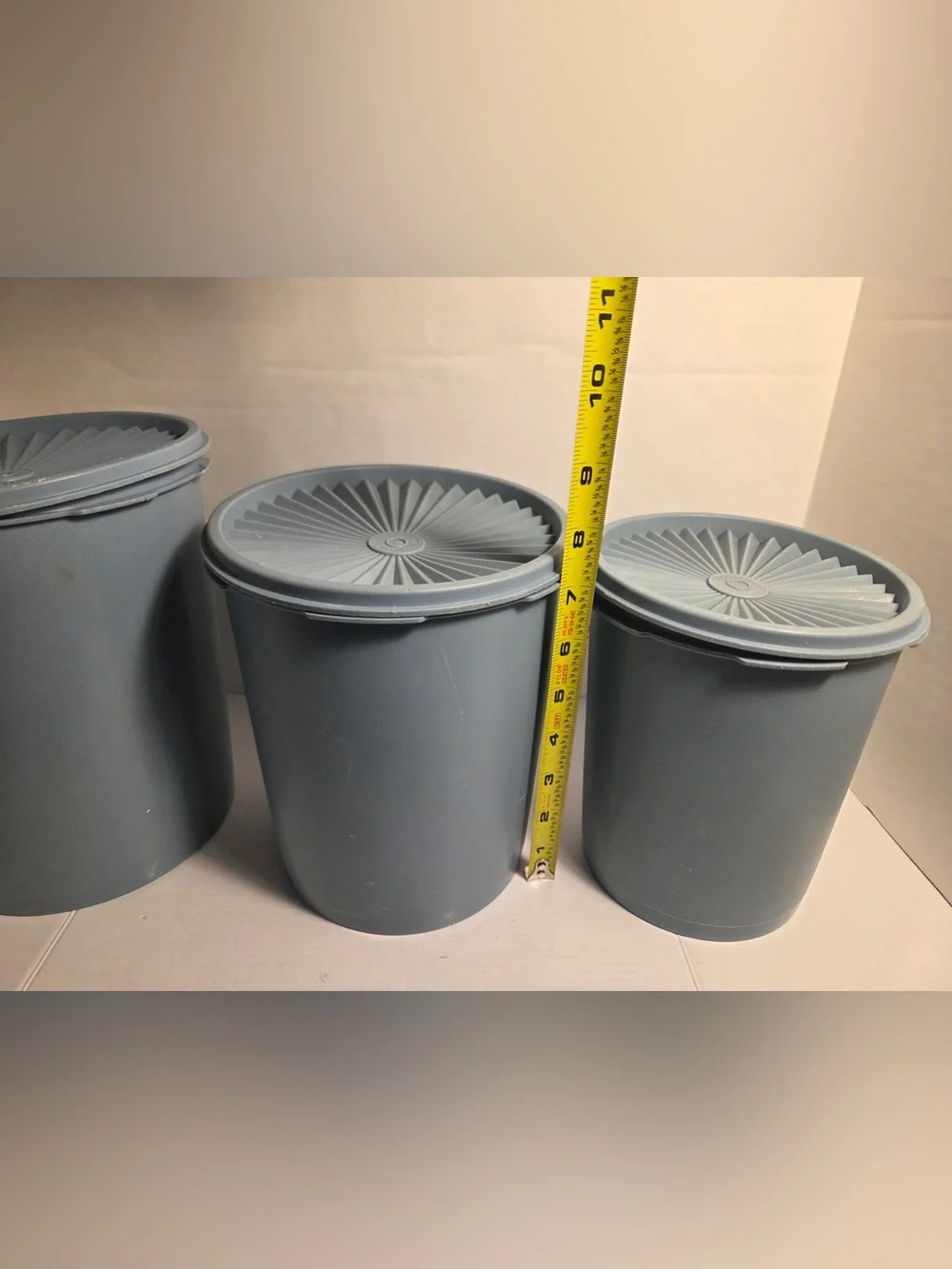 Set Of 3 Vintage Tupperware Nesting Canisters Light Blue Country With Lids